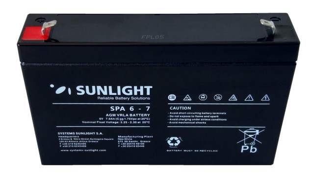 ΜΠΑΤΑΡΙΑ SPA6-7 SUNLIGHT VRLA AGM